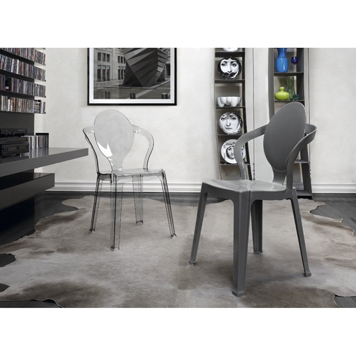 Chaise design empilable (lot de 2), SPOON transparent, SCAB DESIGN
