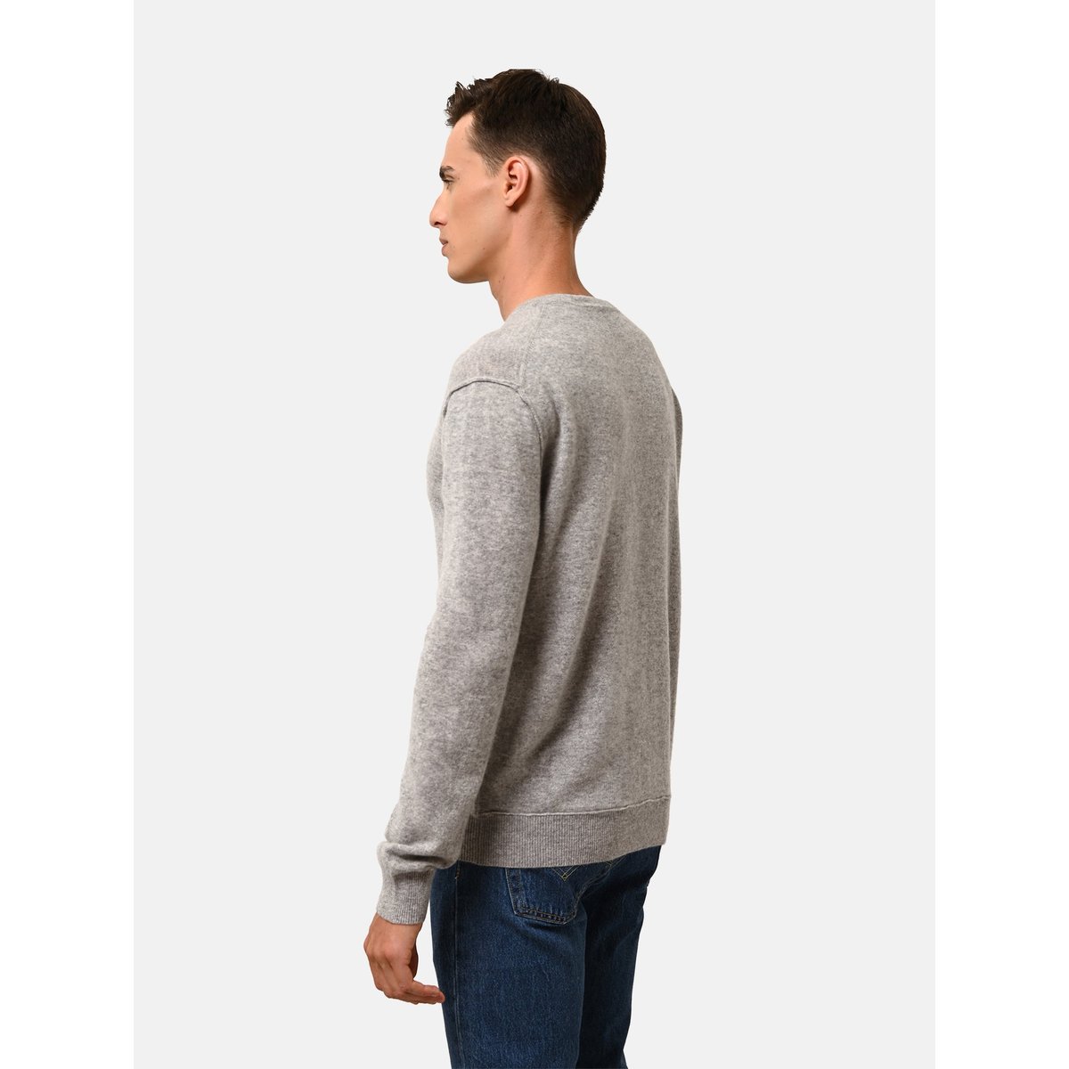 Pull Col V Nuage Chiné Tom gris chiné, JUST CASHMERE