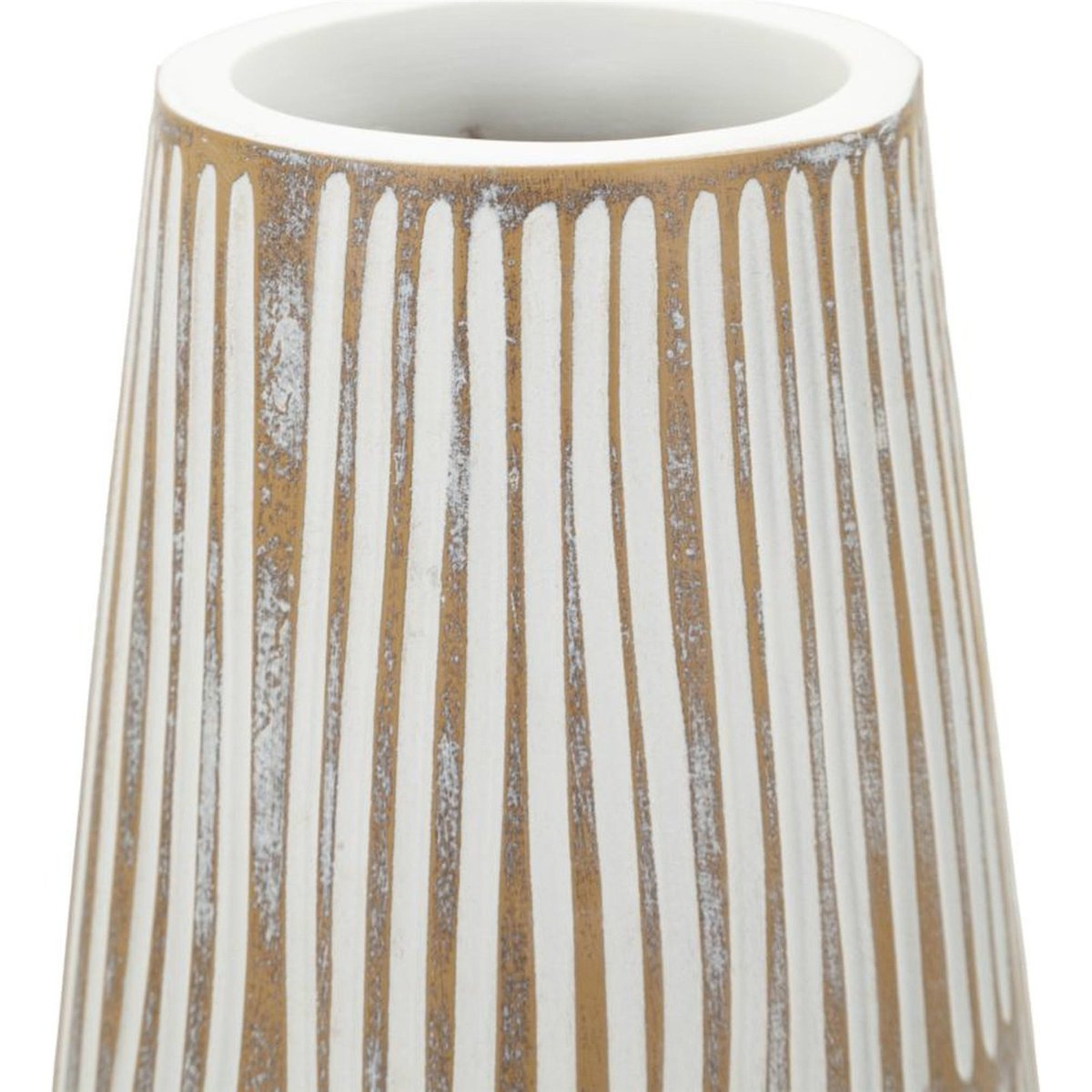 Vase élancé lignes verticales effet vieilli MODERN blanc patiné, RECOLLECTION