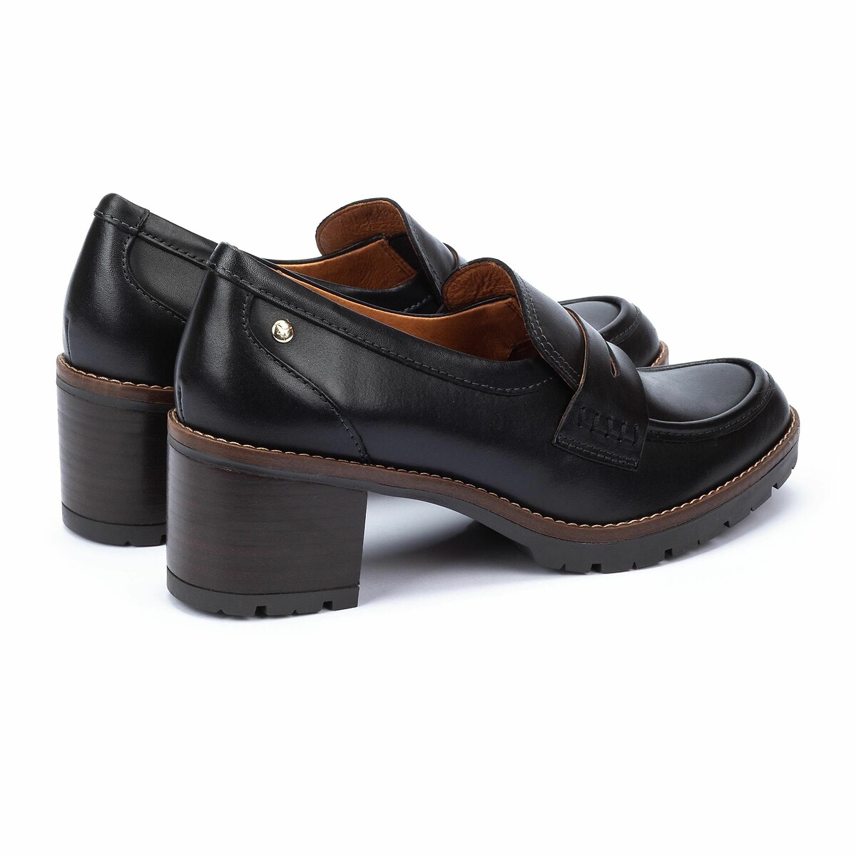 Llanes Leather Heeled Loafers black, PIKOLINOS