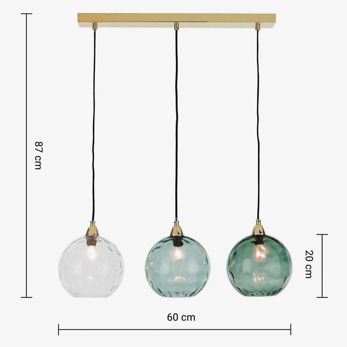 MADE.COM Ilaria 3-Light Swirl Glass Pendant Light multi-coloured, MADE