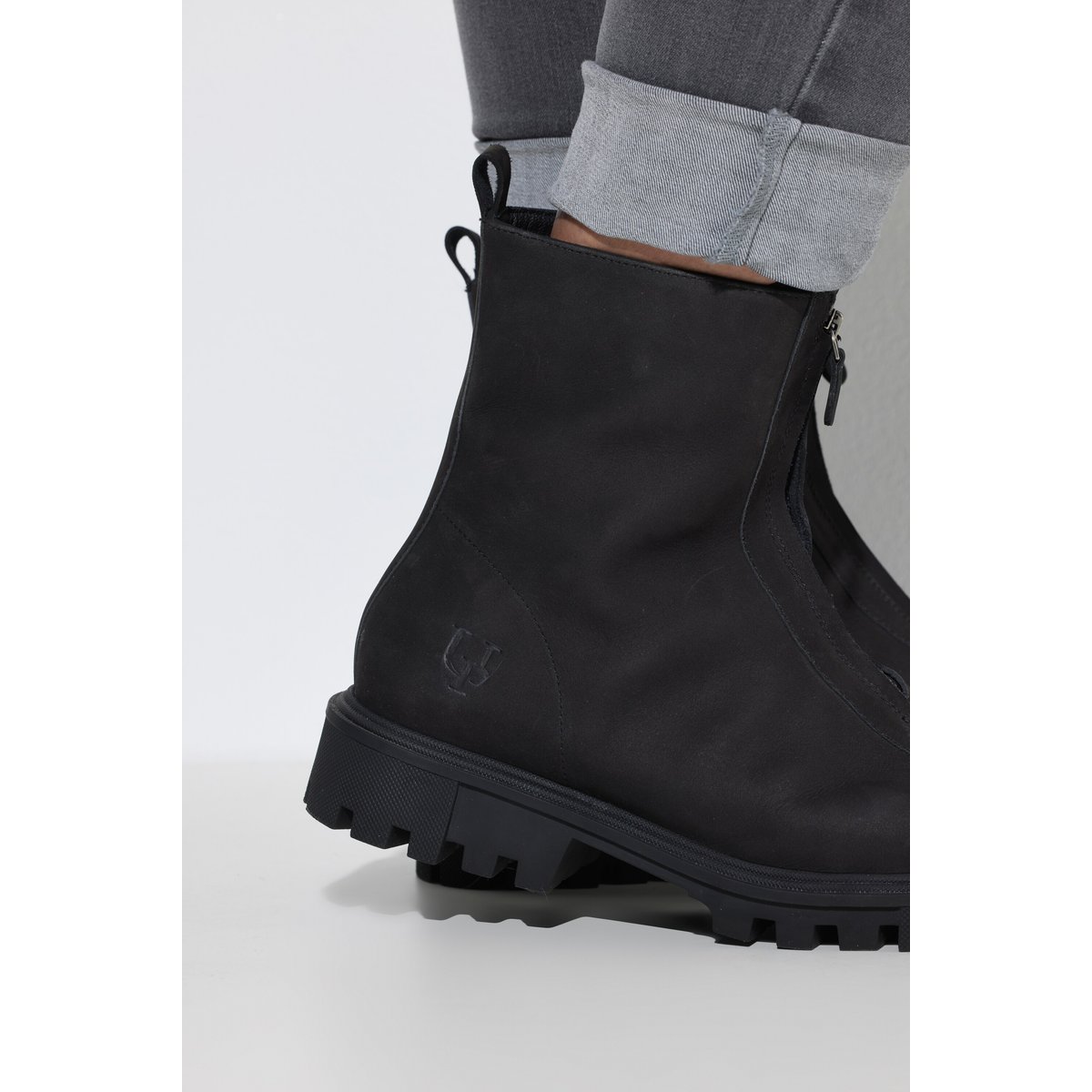Bottes en nubuck , pied large noir, ULLA POPKEN