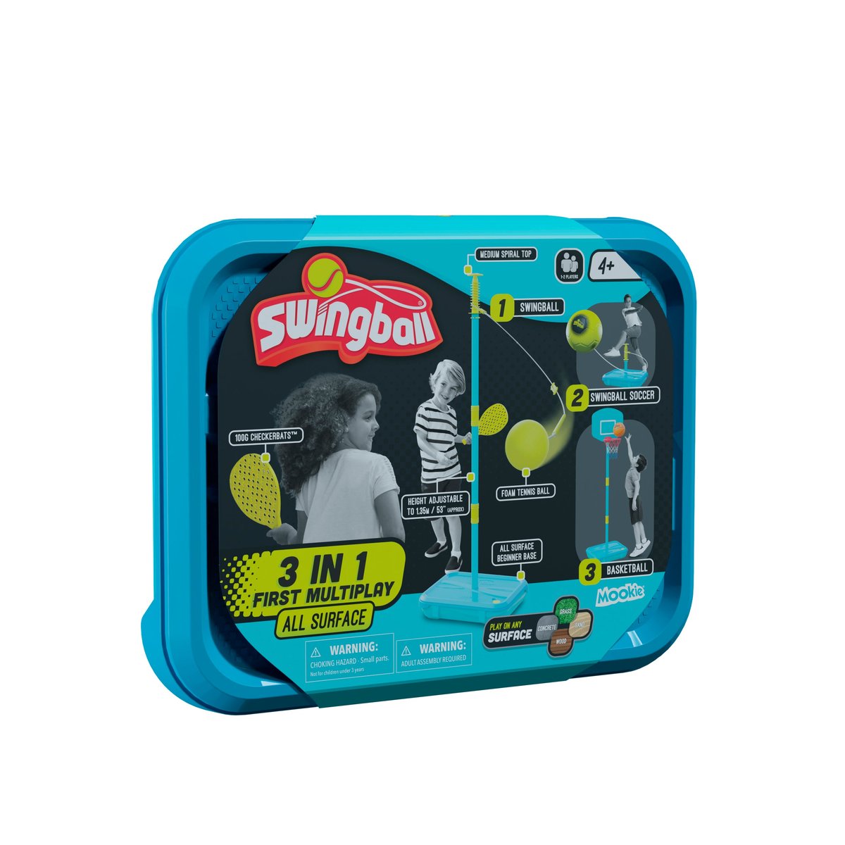 Pack jeux 1er âge Swingball 3en1 toutes surfaces bleu - noir - orange - jaune, SWINGBALL