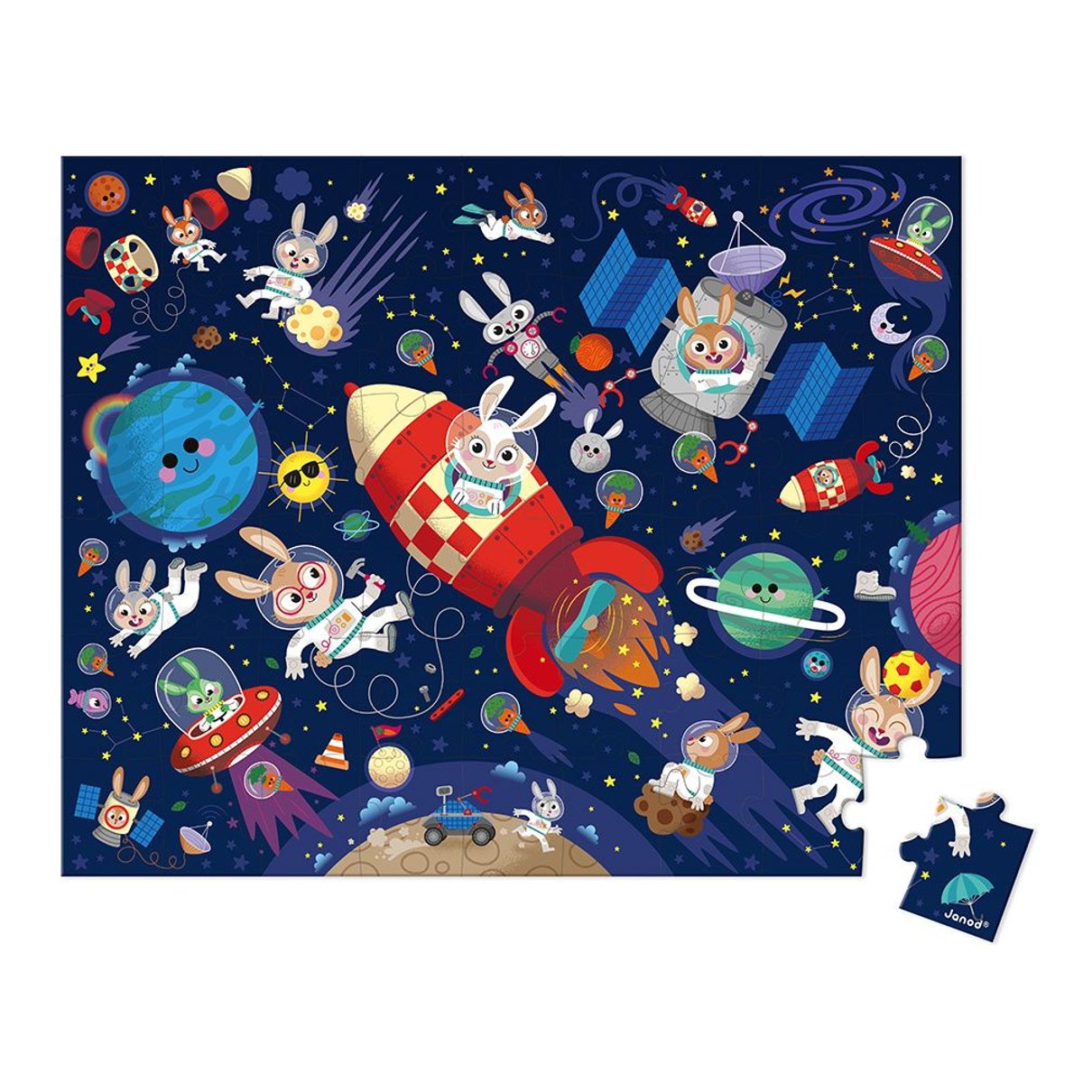 Puzzle Enfant Fusée 54 Pièces Dès 5ans rouge, JANOD