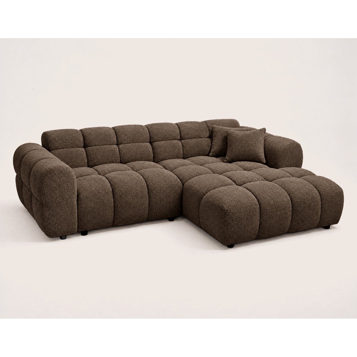 Canapé d'angle droit 4 places convertible avec, MINI RAY marron, BEST MOBILIER
