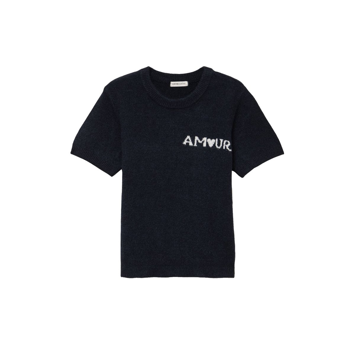 Pull ample manches courtes bleu marine, CACHE CACHE