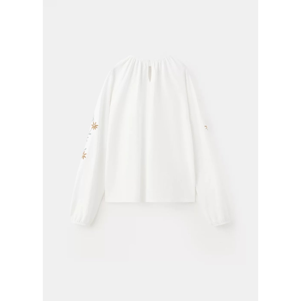 T-shirt coton broderie à fleurs blanc cassé, MANGO KIDS