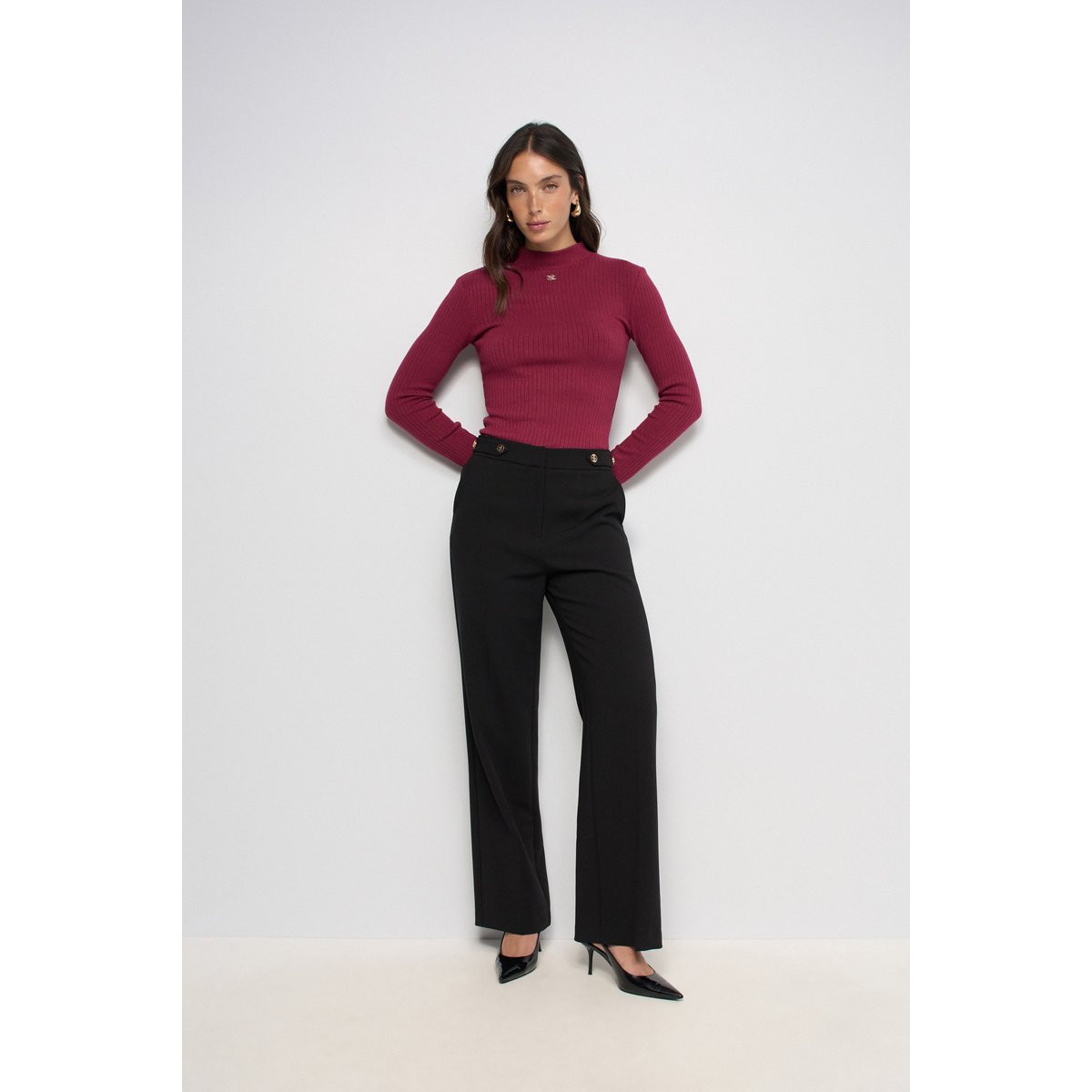PULL EN MAILLE CÔTELÉE rouge, SALSA JEANS