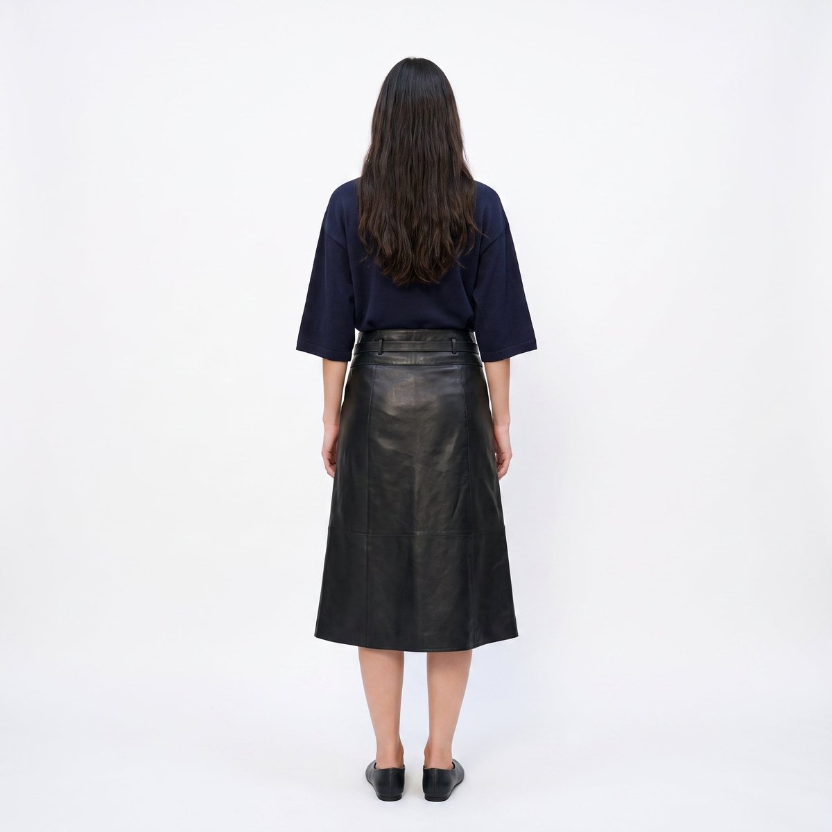 Pull col en V manches 3/4 coupe ample FLAURA navy, ARTLOVE