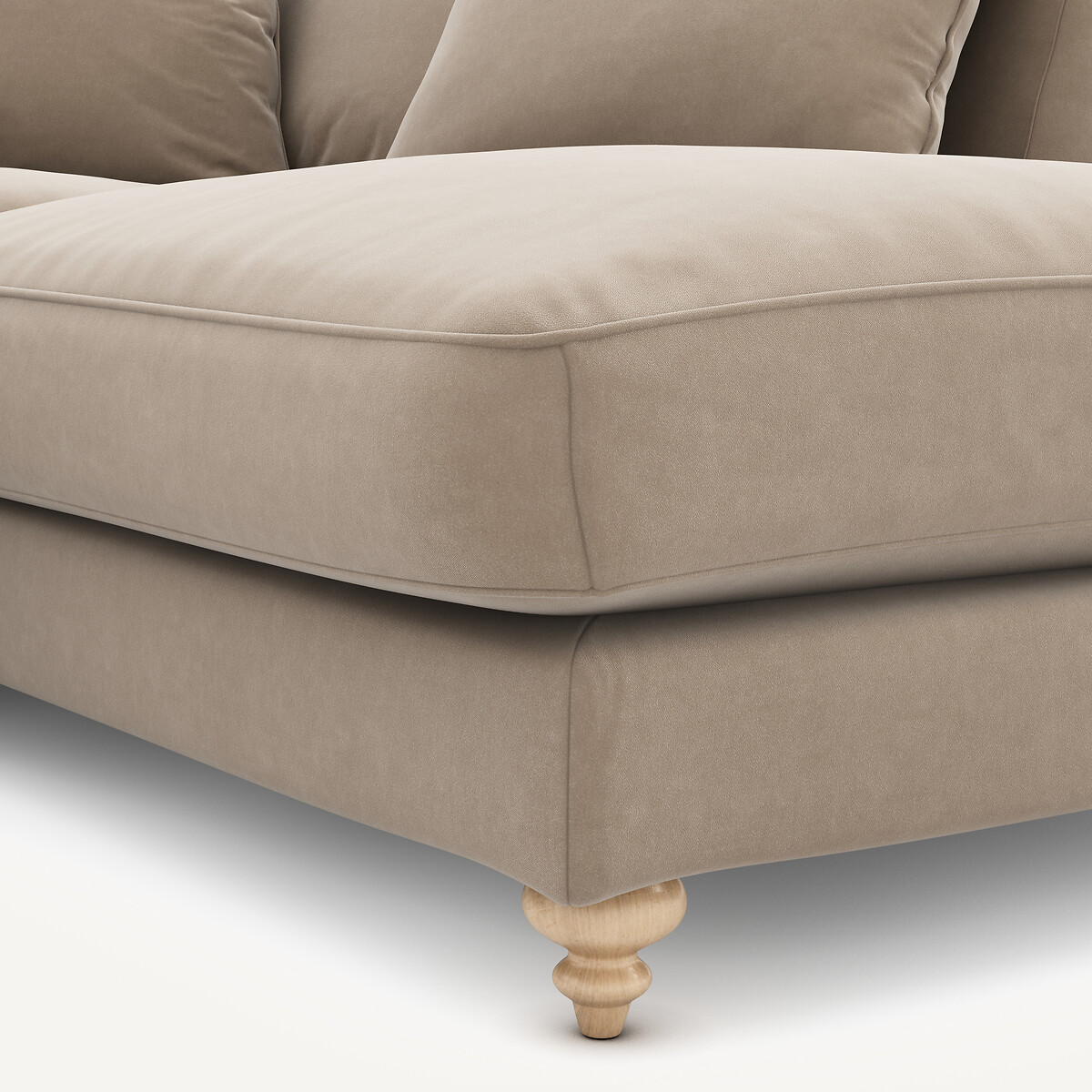 Canapé d'angle convertible velours, Lazare beige cendré, AM.PM