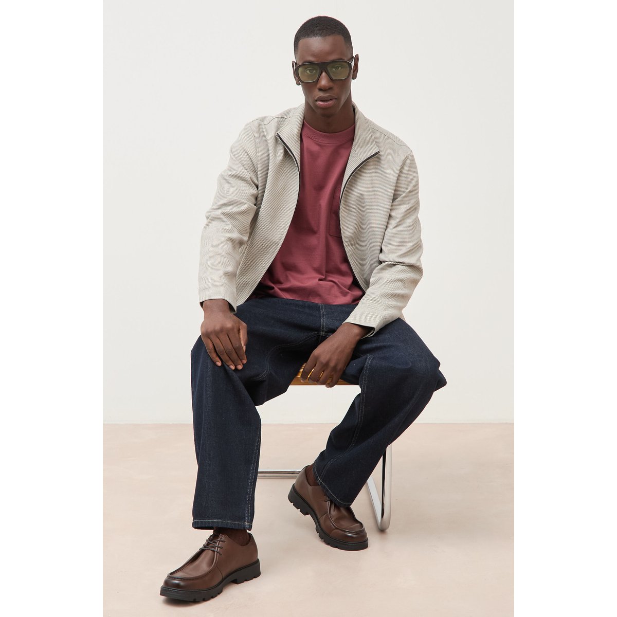 Blouson col montant manches longues gris, BONOBO