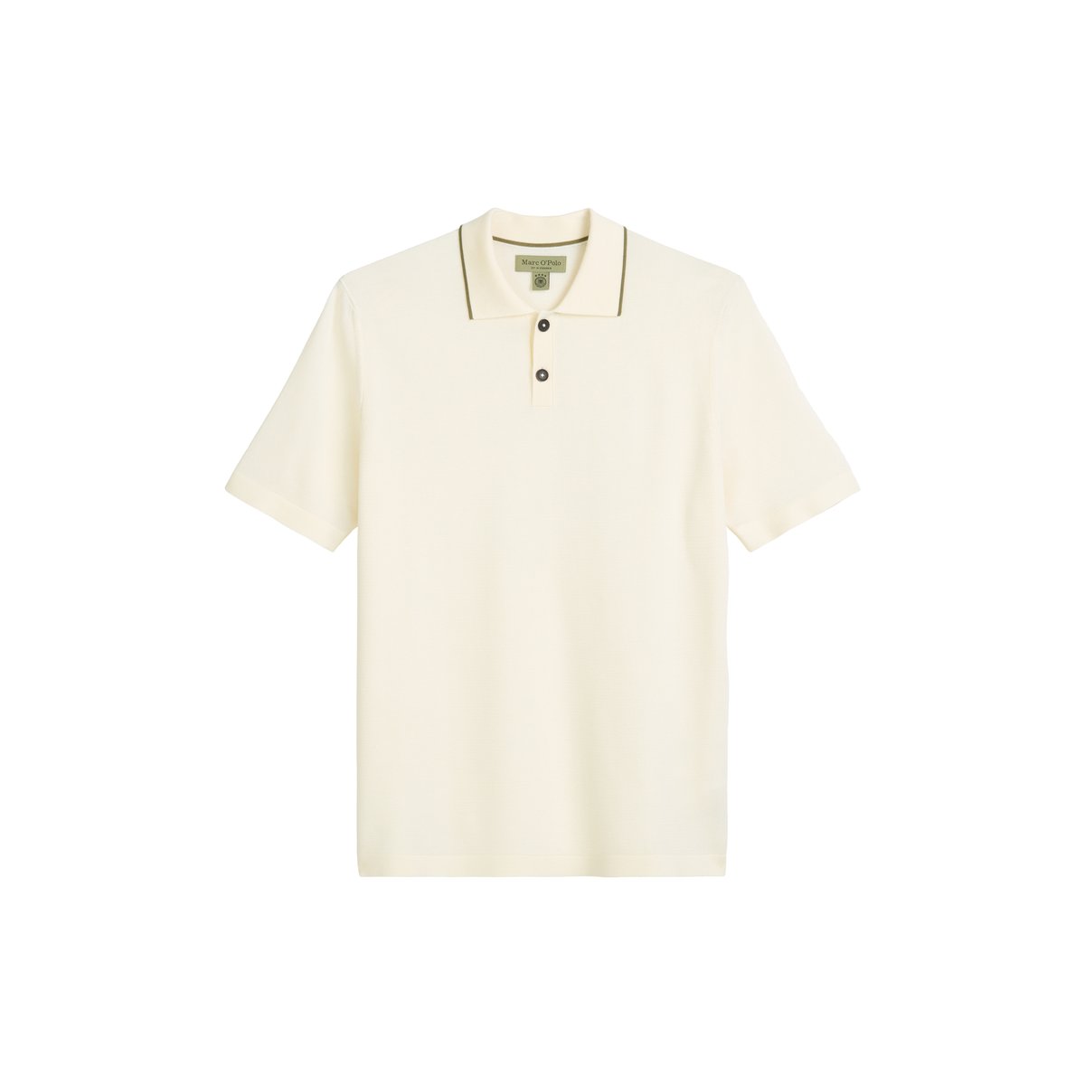 Polo en tricot DFB Travel Collection en pur coton bio blanc, MARC O'POLO