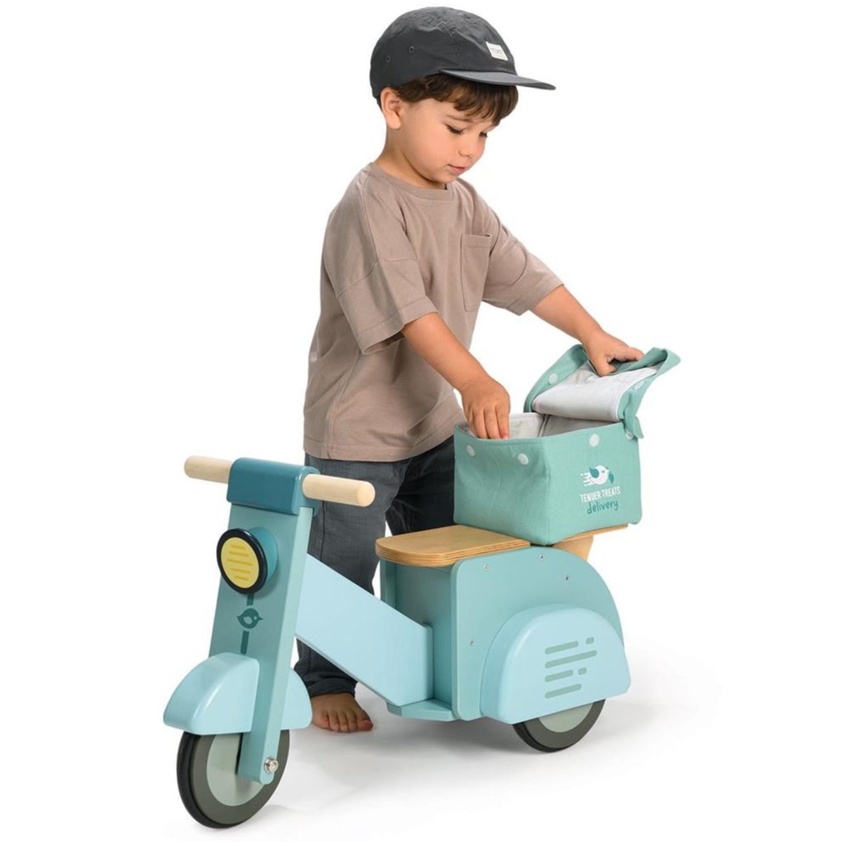 Porteur Scooter Avec Panier bleu, TENDER LEAF TOYS