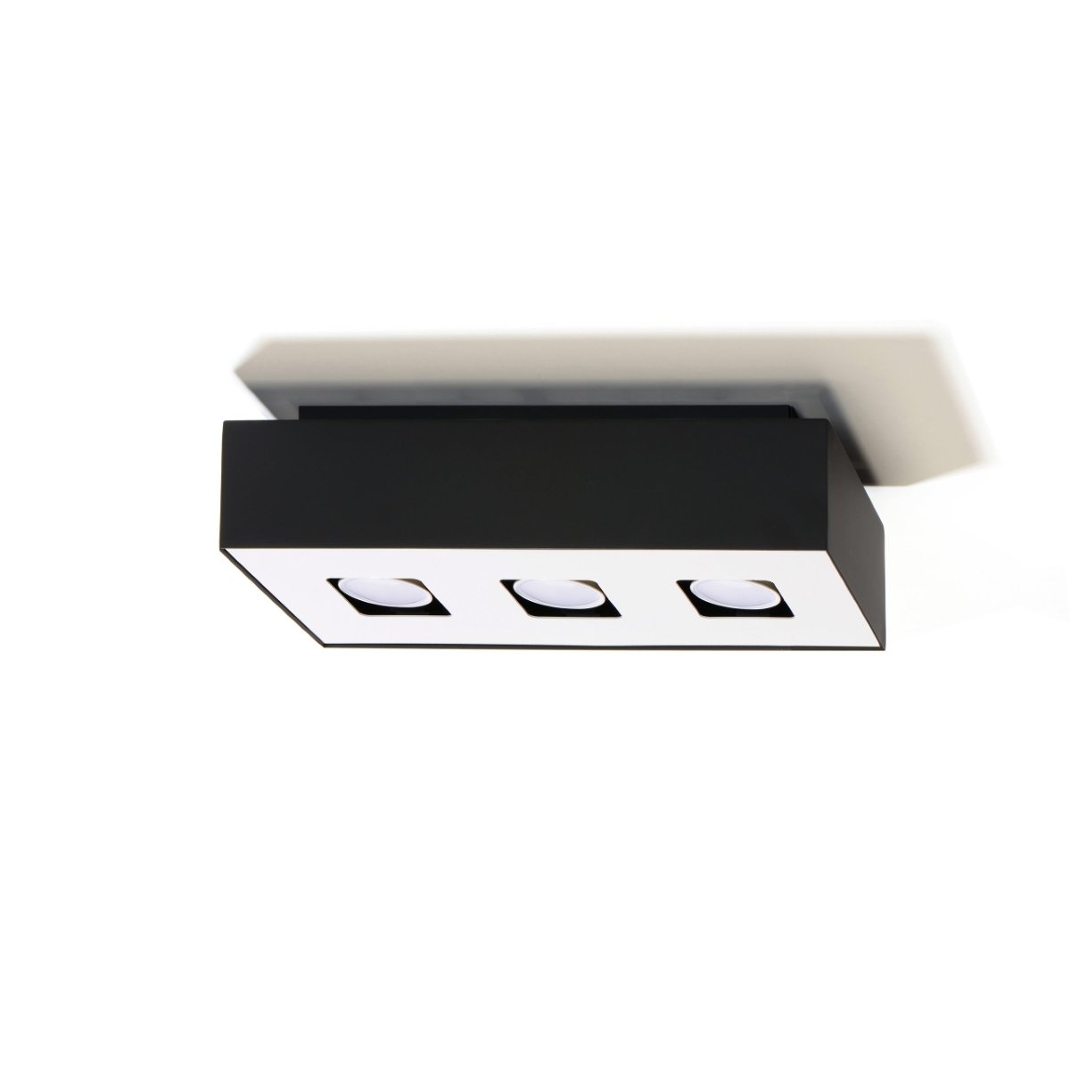 Plafonnier Acier Noir/Blanc GU10 3 Mono noir, EDEN