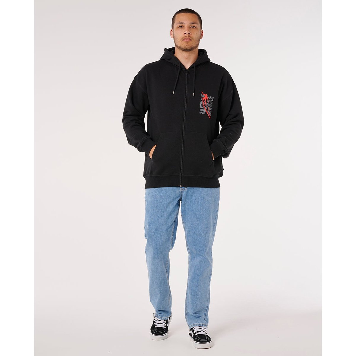 Sweat à capuche zippé EDDIE WOUL GO noir, RIP CURL