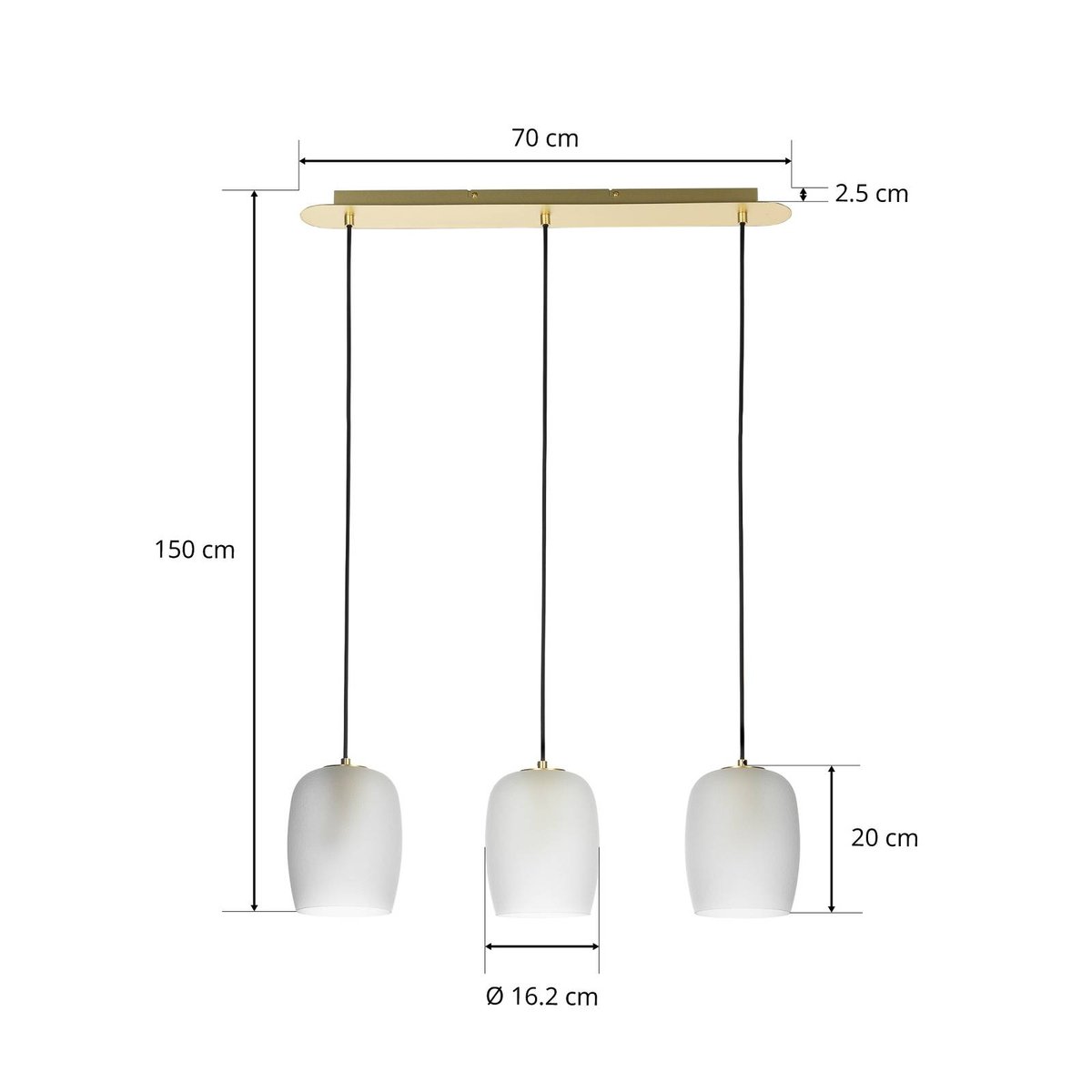 Suspension en métal design, Taylan laiton, blanc sable, LUCANDE