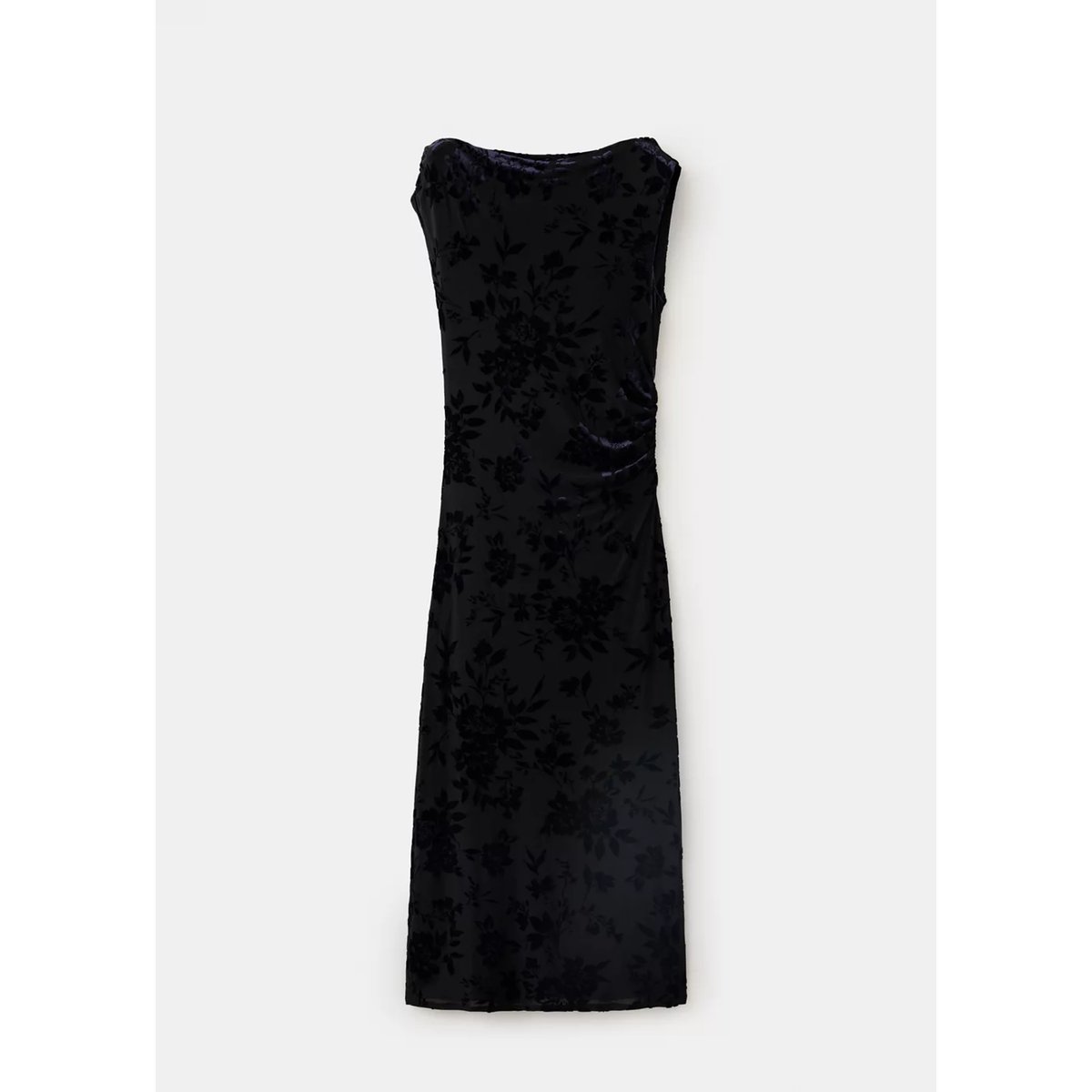 Robe dévoré col asymétrique noir, MANGO