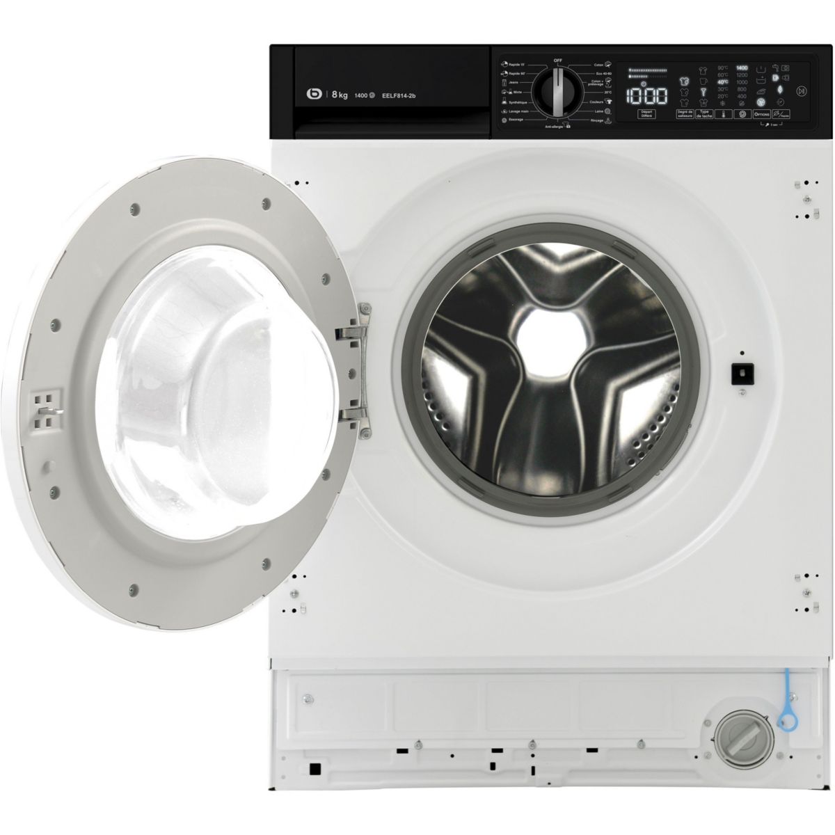 Lave linge hublot encastrable EELF814-2b - 8 kg - 1400 tr/min - Classe A - Moteur induction direct drive couleur unique, ESSENTIEL B