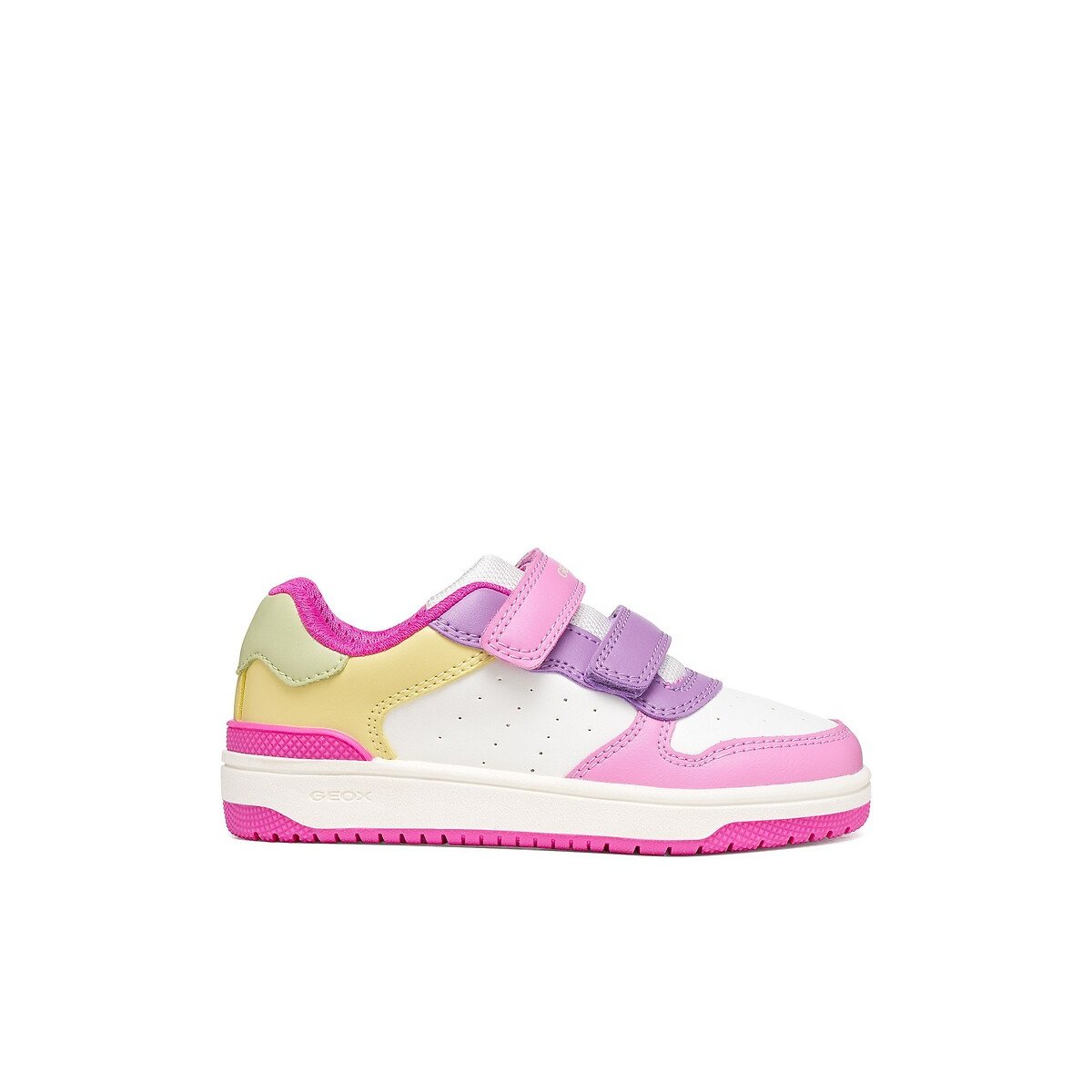 Atmungsaktive Sneakers mit Klettverschluss Washiba weiss/rosa, GEOX