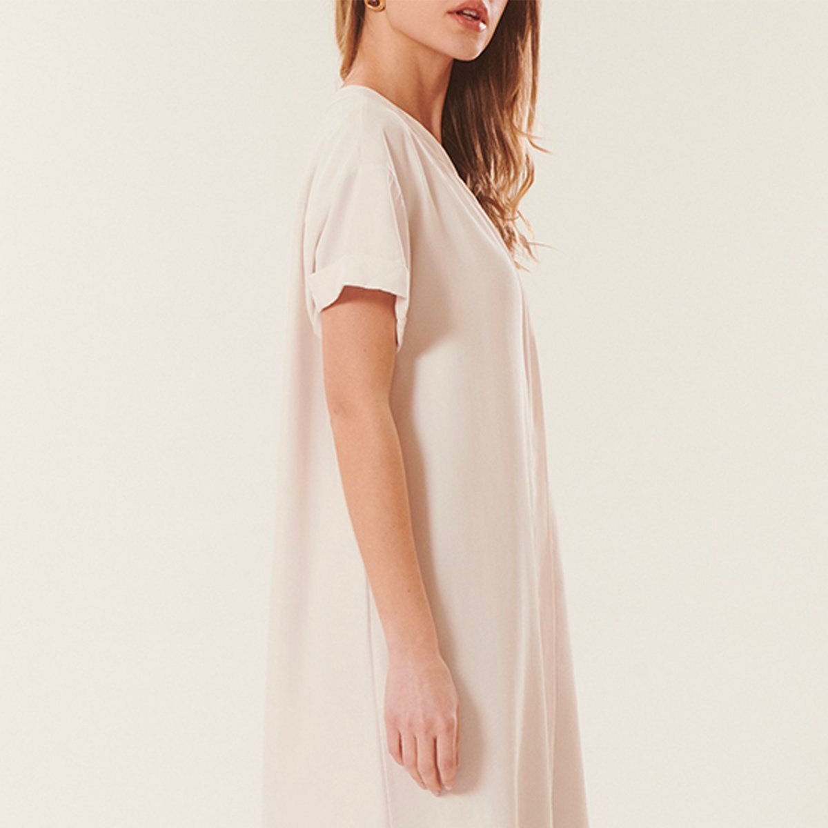 Robe midi fluide TERRY blanc ecru, BENOA