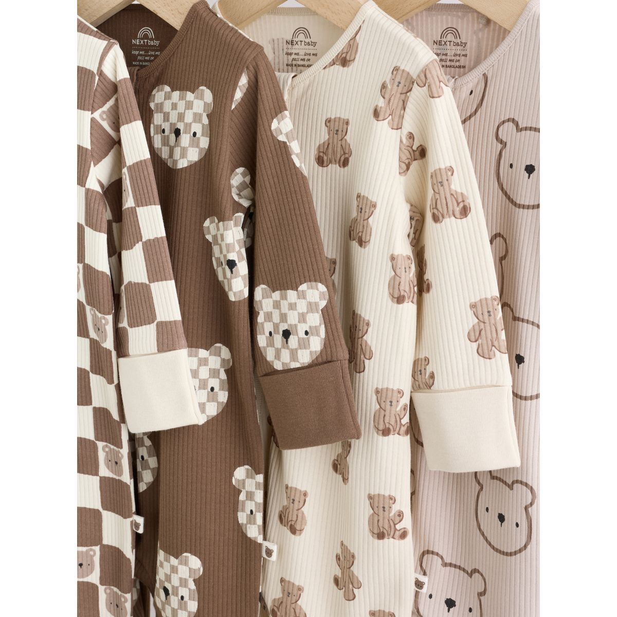 Dors-bien à zip double sens bébé, lot de 4 marron, NEXT
