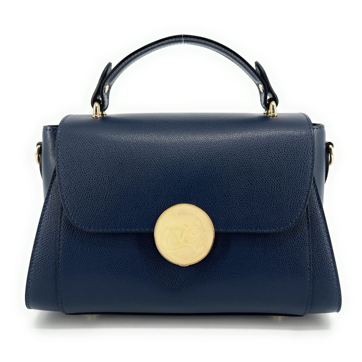 Sac à main en cuir grainé APOLLINE bleu foncé, OH MY BAG