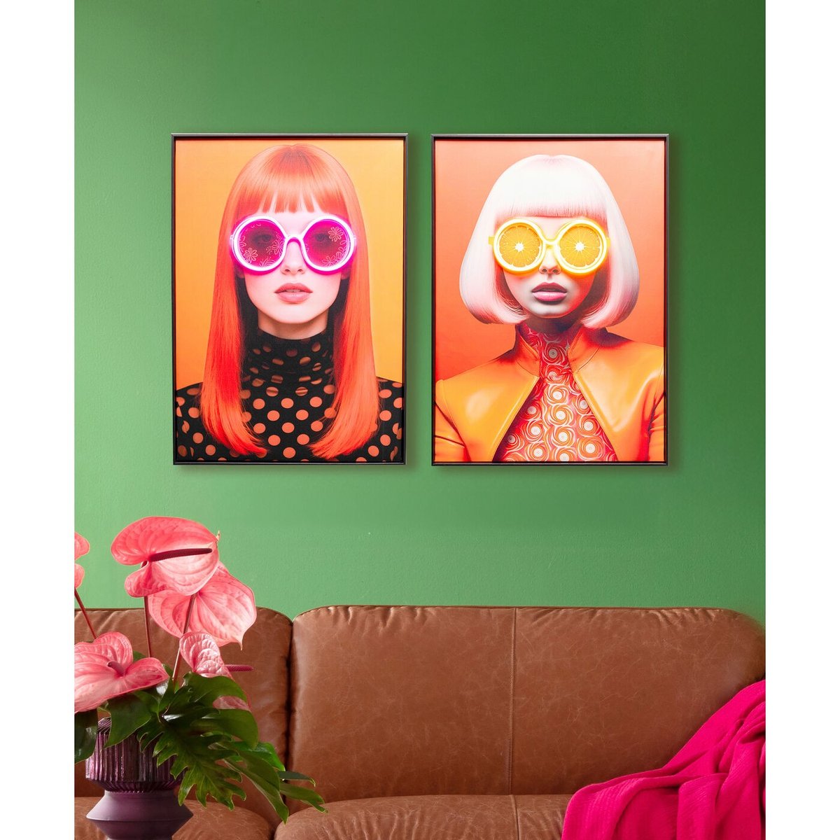 Tableau LED lunettes de soleil fleurs orange, KARE DESIGN