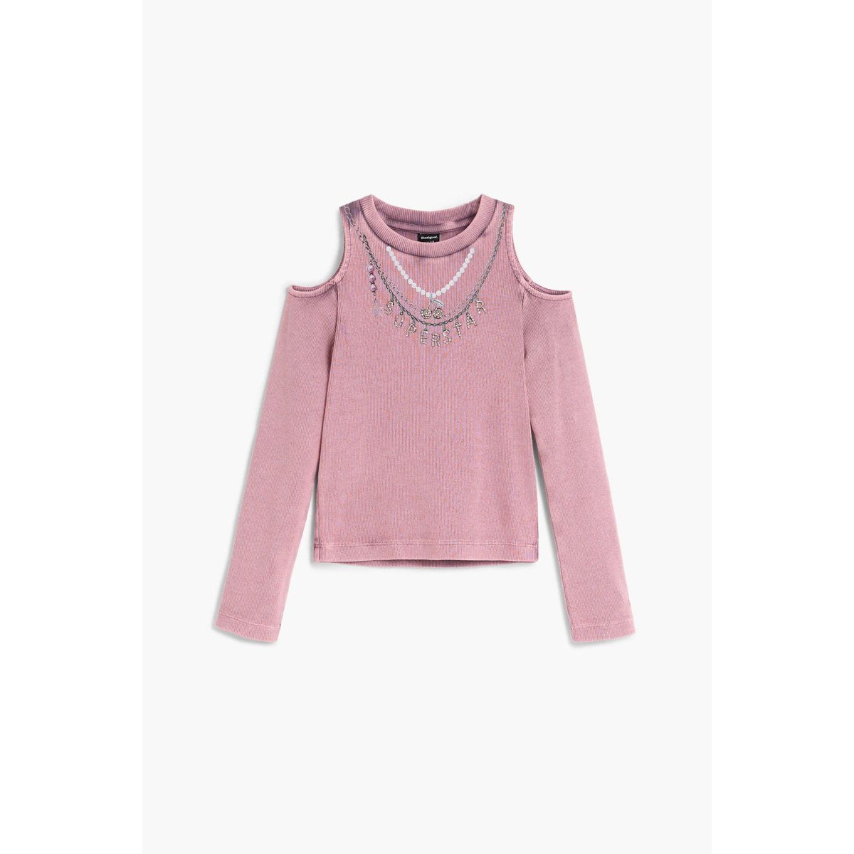 T-shirt à épaules chaîne rouge, DESIGUAL