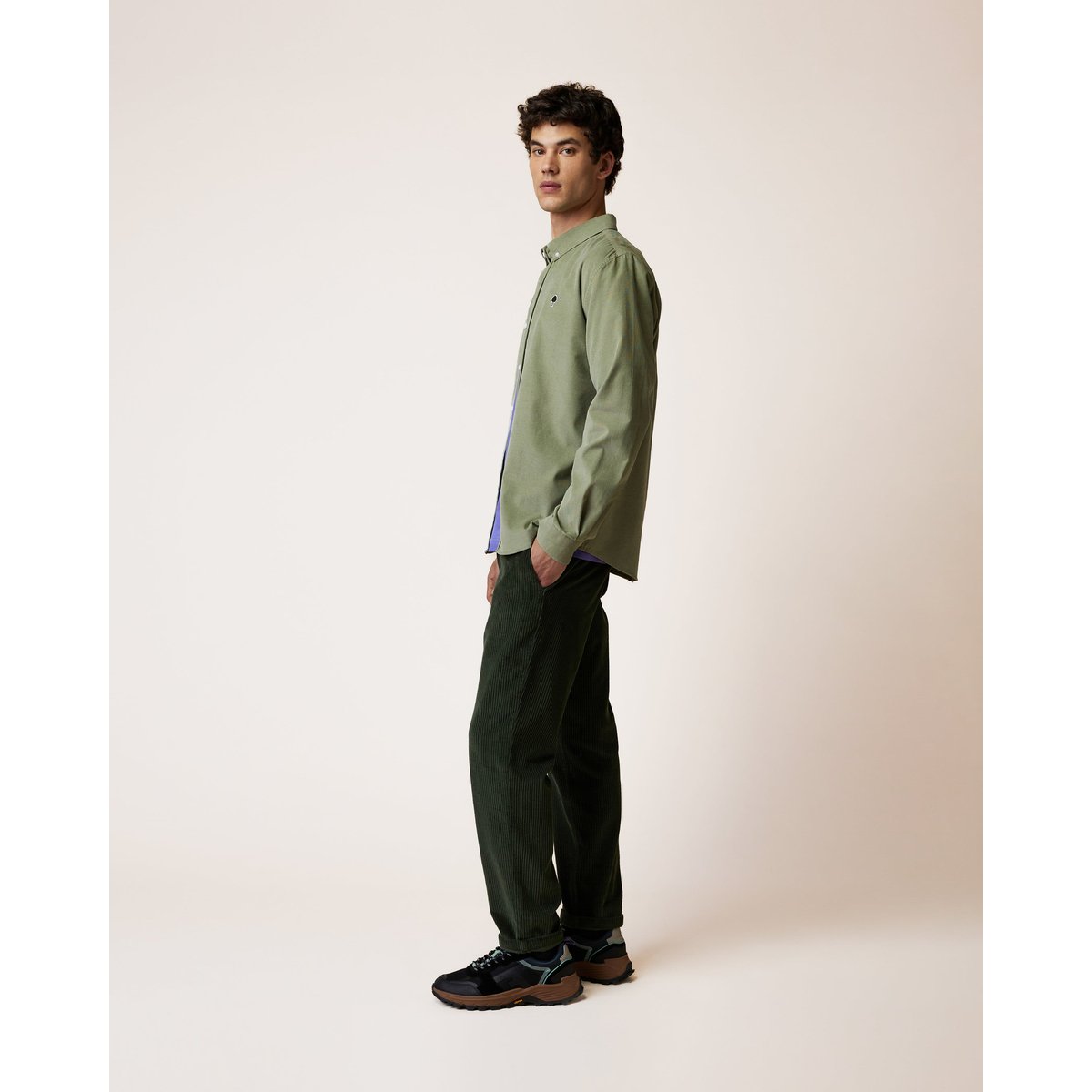 Chemise en velours côtelé kaki, FAGUO