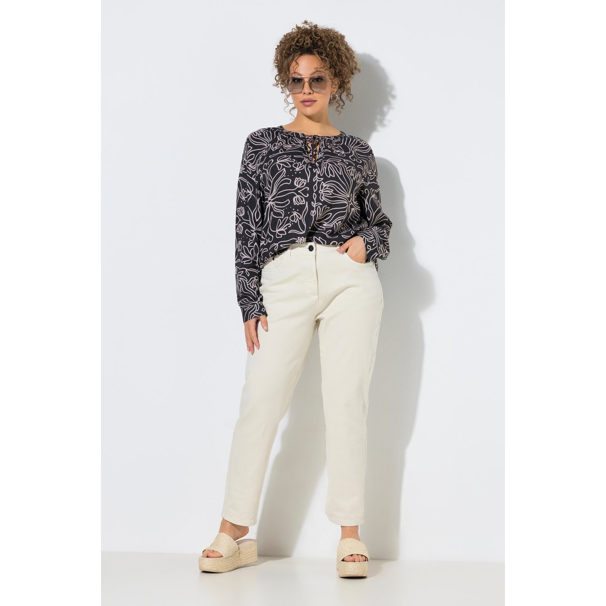 Jean Mom en denim extensible, coupe 5 poches vanille, ULLA POPKEN