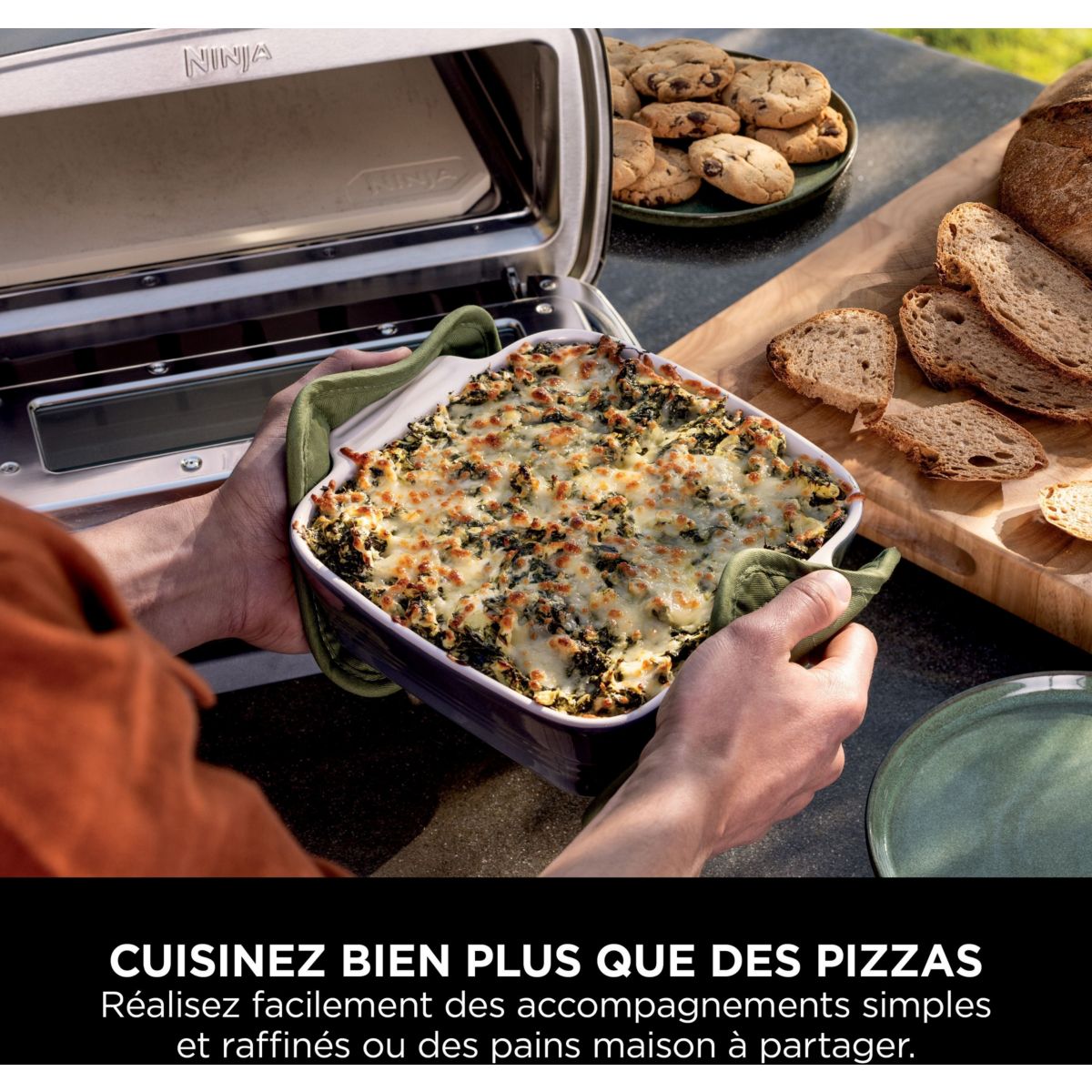 Four à pizza électrique MO201EU inox noir pizza 30 cm, fonction air fryer, thermostat digital couleur unique, NINJA
