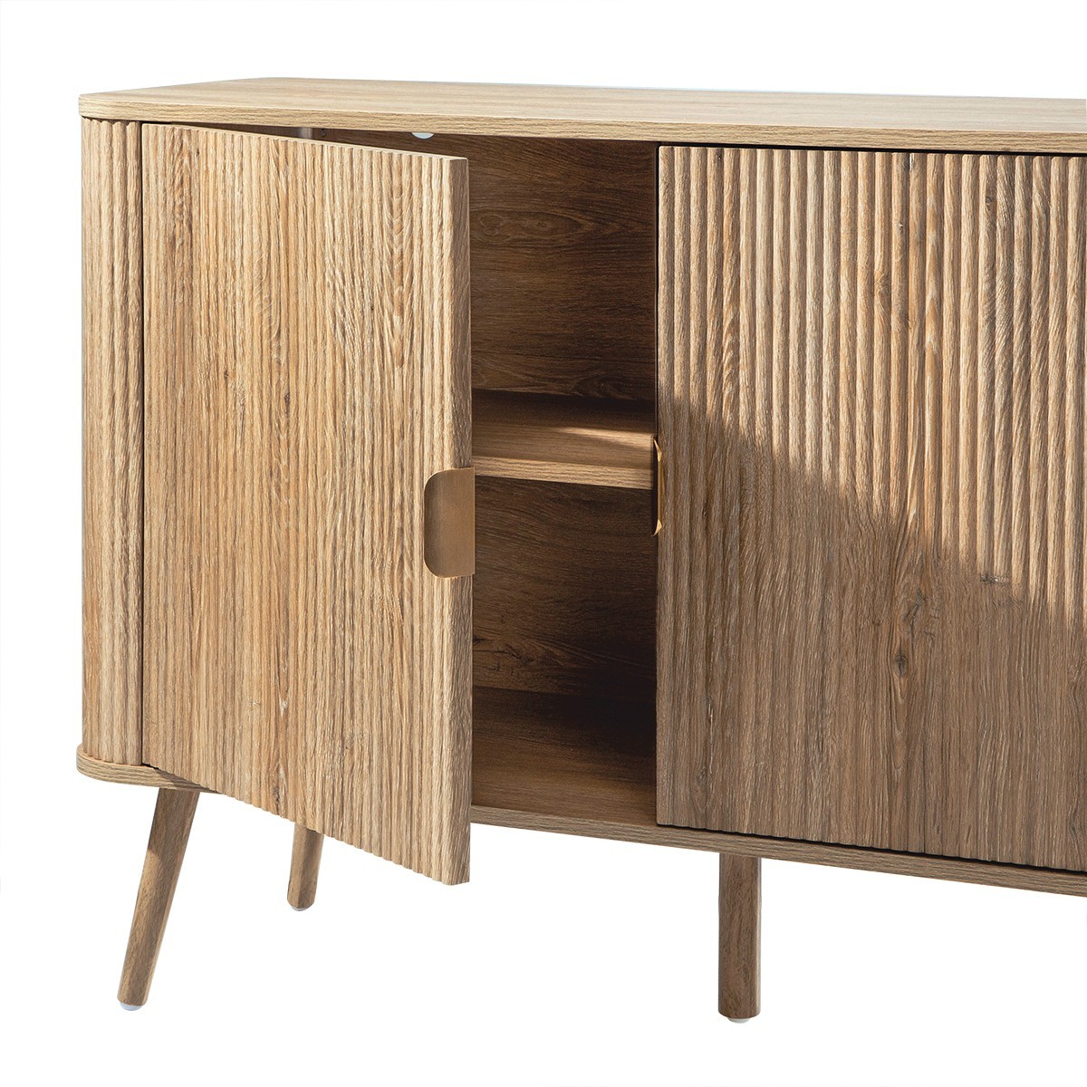 Buffet 3 portes arrondi effet chêne - MAHO bois clair, CALICOSY
