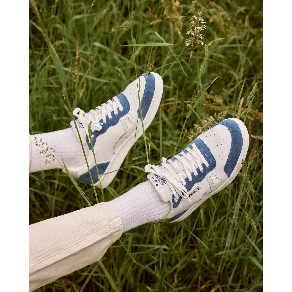 Baskets basses cuir suede COMMUTE 1 bleu ciel, FAGUO