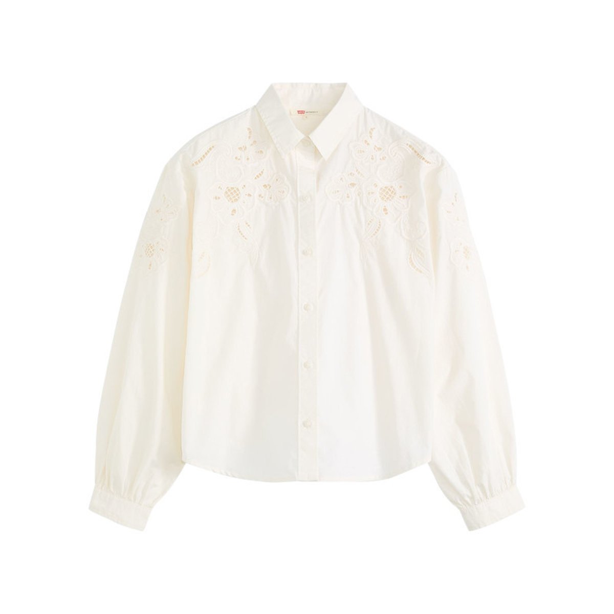 Chemisier en coton écru uni avec un col chemise et des détails brodés écru, LEVI'S