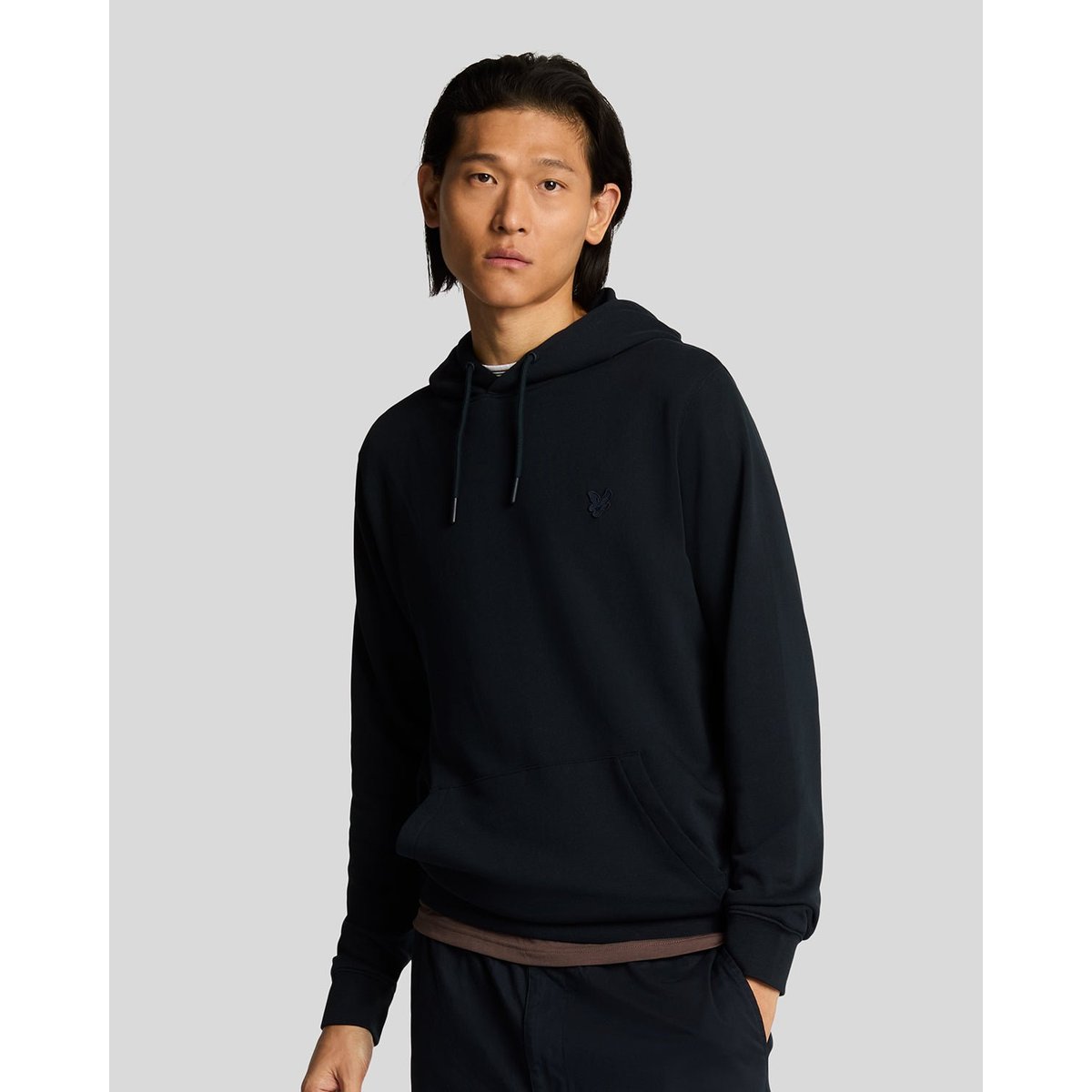 Sweat à capuche en coton superfine loopback bleu foncé marine, LYLE & SCOTT
