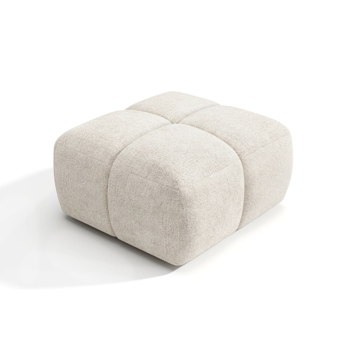 Pouf en velours texturé NUBI crème, SIA HOME