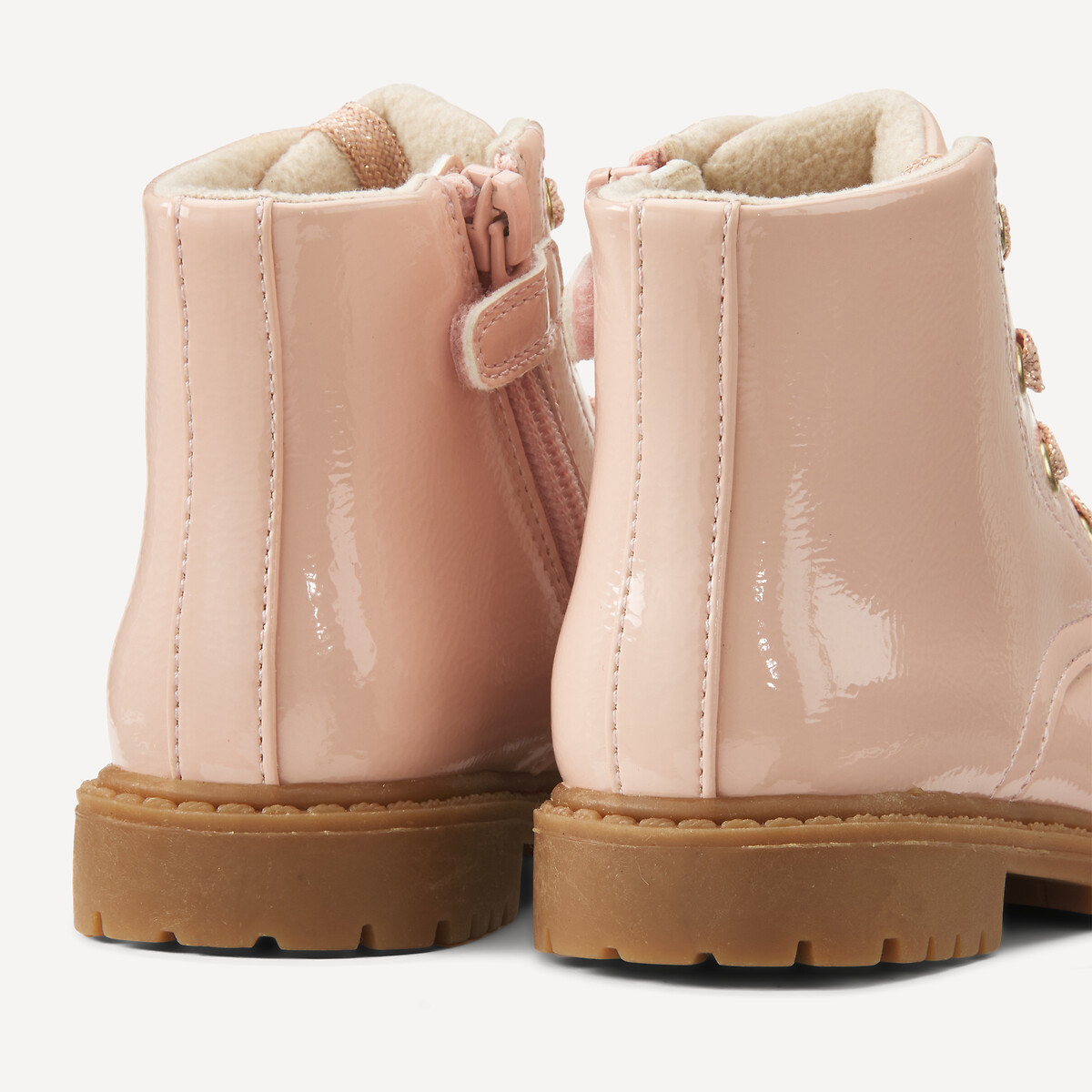 Kids Patent Lace-Up Ankle Boots pink, LA REDOUTE COLLECTIONS