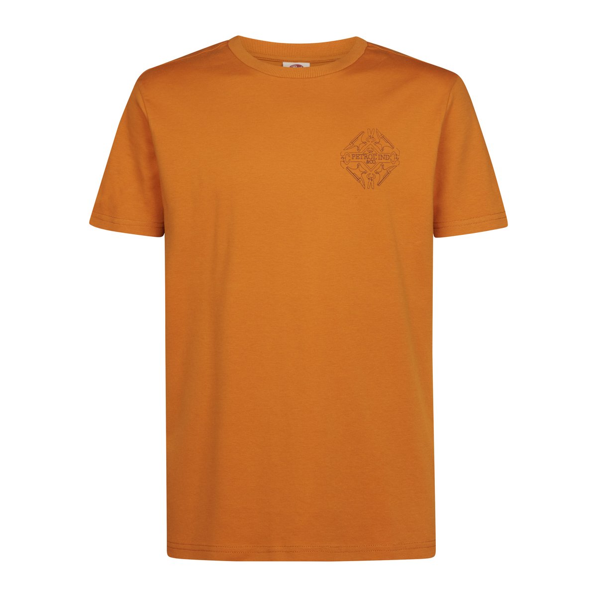 T-shirt en coton imprimé warren orange rusted amber, PETROL INDUSTRIES