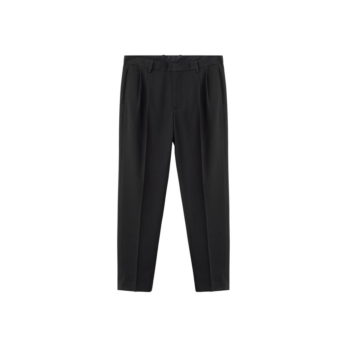 Pantalon regular-fit pinces noir, MANGO MAN