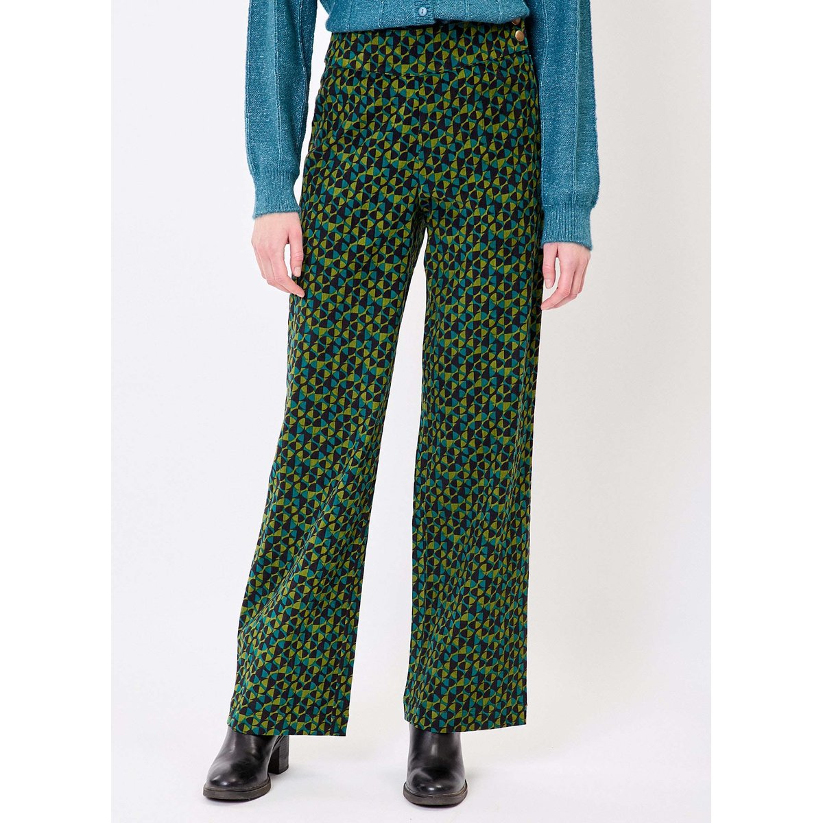 Pantalon large velours côtelé OSCAR vert forêt, PRINCESSE NOMADE
