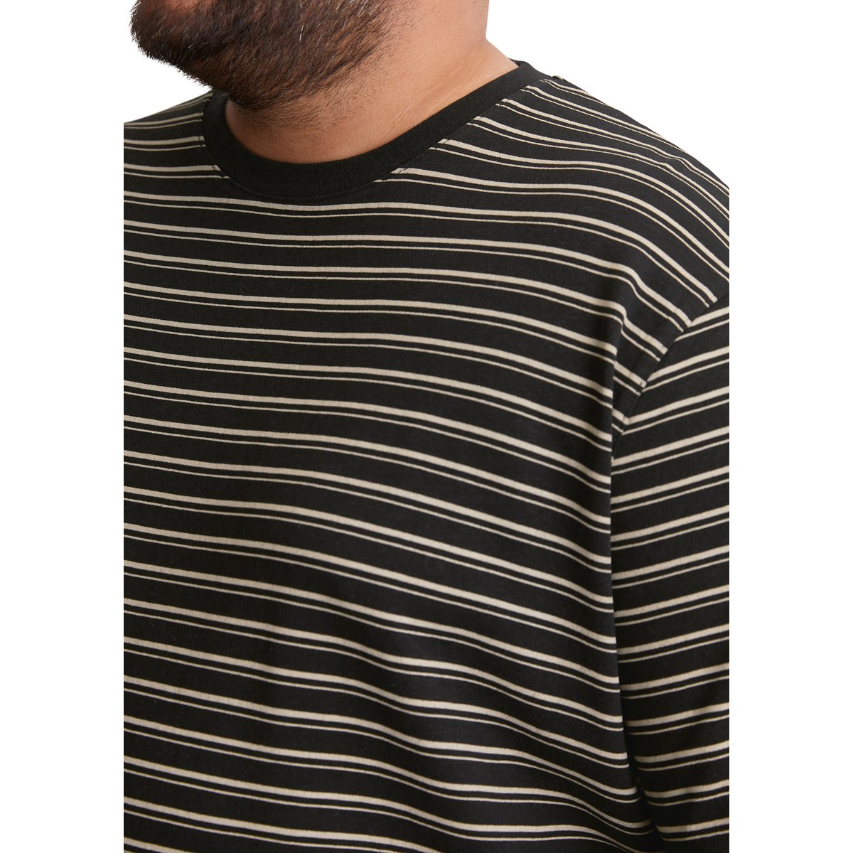 T-shirt regular en mélange de coton et de lin bio noir, MARC O'POLO