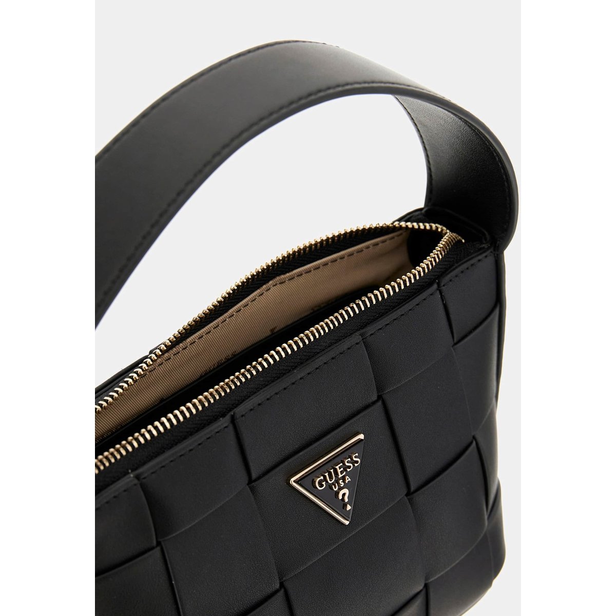 Mini Sac Hobo Maylee Tressé noir, GUESS