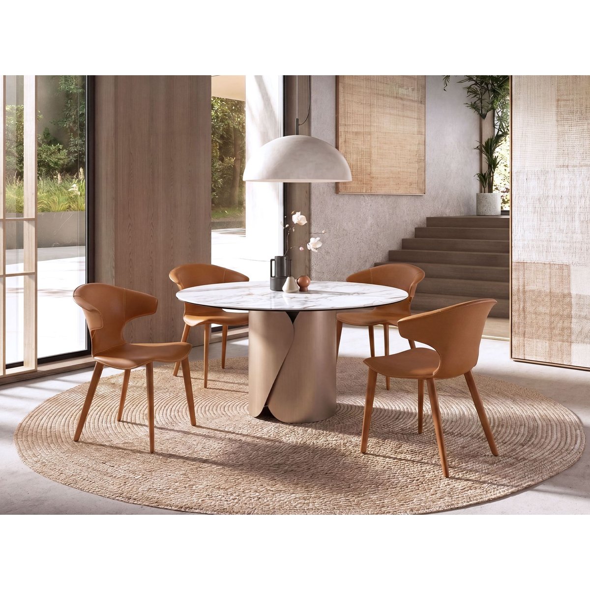 Chaise en cuir régénéré orange, ANGEL CERDA