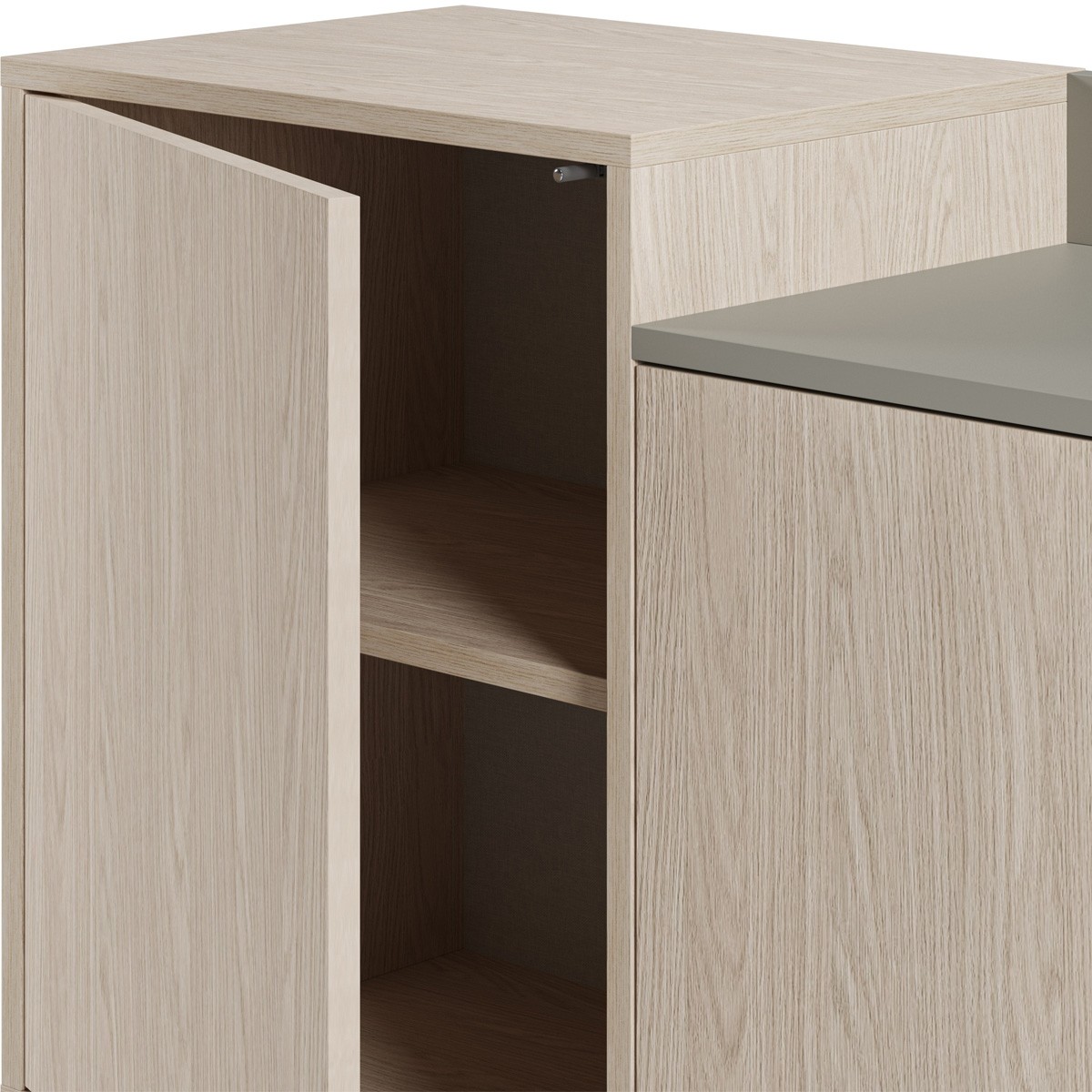 Buffet 4 portes bicolore - AMOS vert et décor chêne clair, HOMIFAB