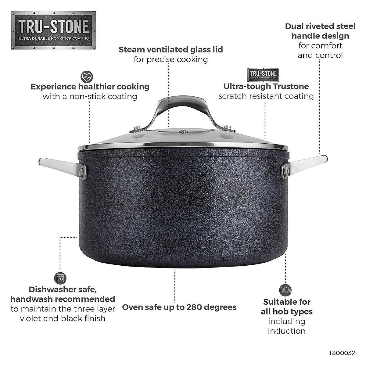24cm TruStone Casserole black, TOWER