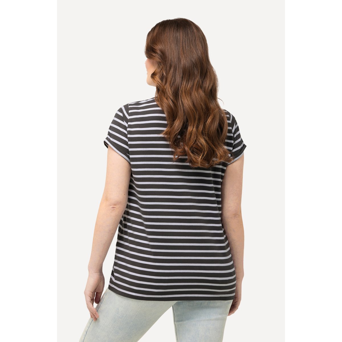 T-shirt à manches courtes et col gris asphalte, ULLA POPKEN