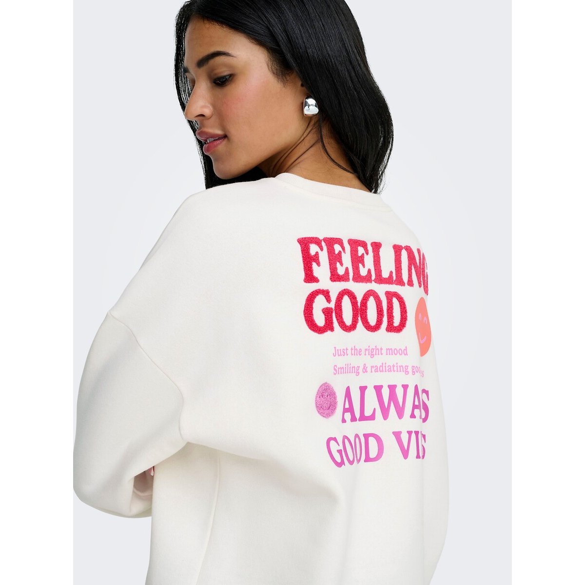 Printed Oversized Sweatshirt white, ONLY