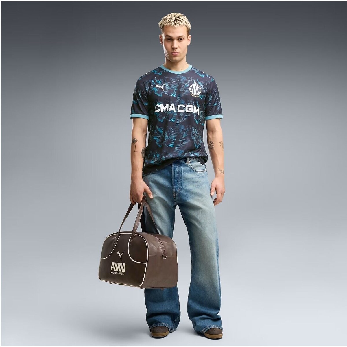 Camiseta de fútbol del Olympique de Marsella, camiseta de visitante azul marino, PUMA