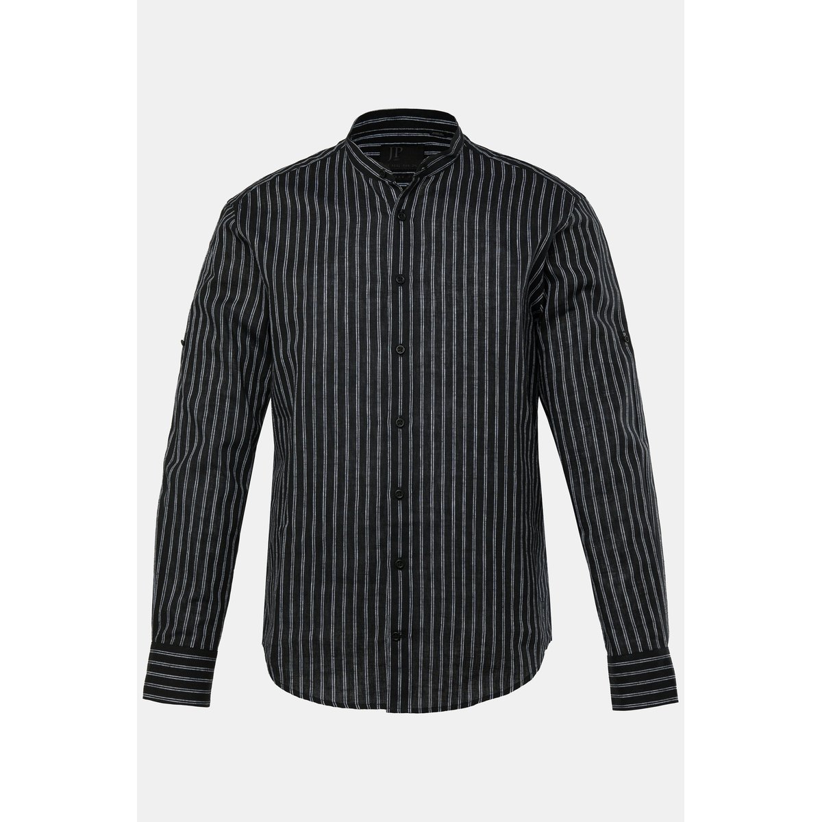 Chemise à rayures en lin mélangé noir, JP1880