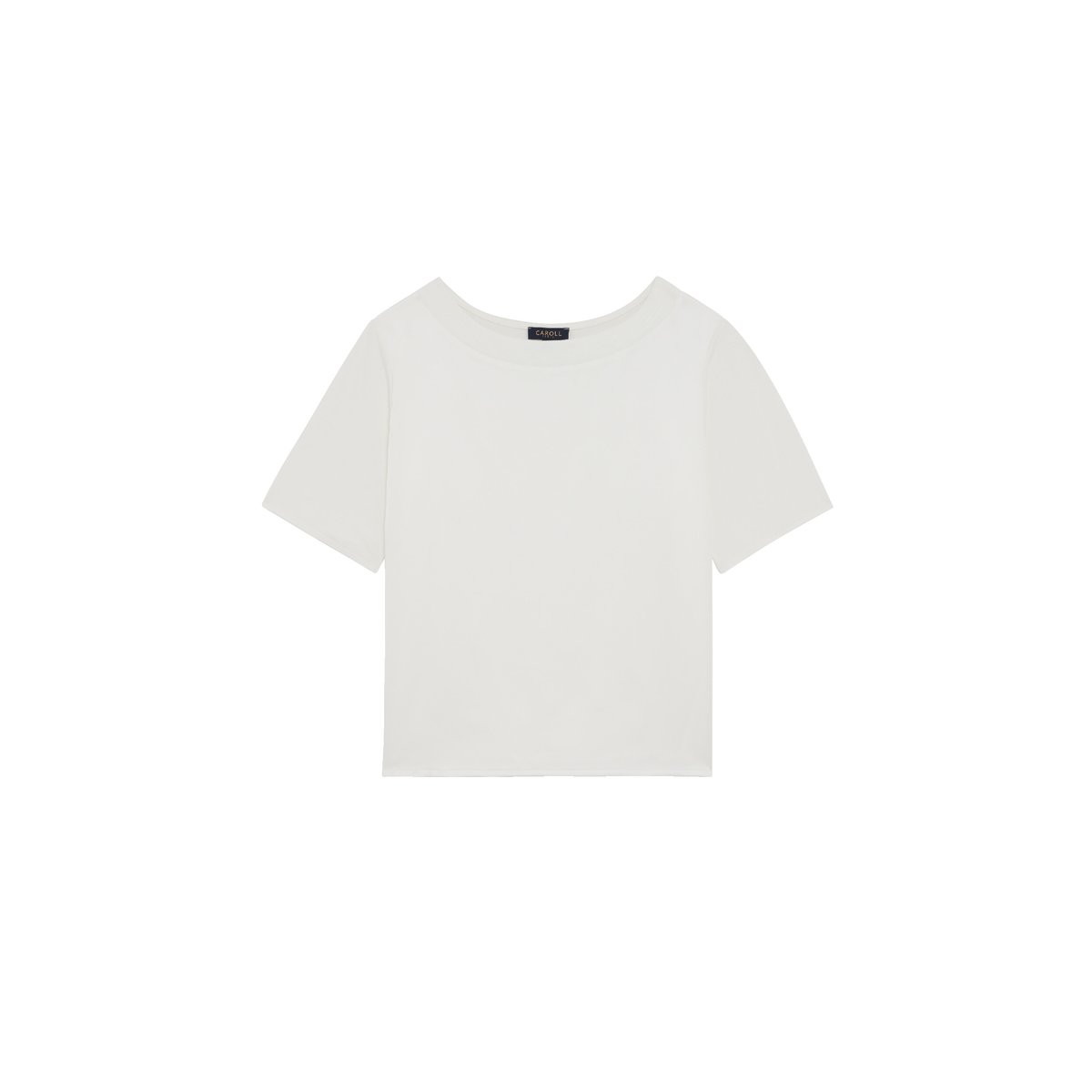 T-shirt droit col rond polyester TROSI ivoire, CAROLL